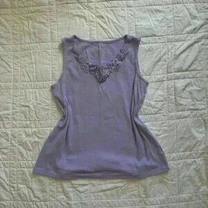 Light purple lace embroidered tank top white stag women’s medium cottagecore